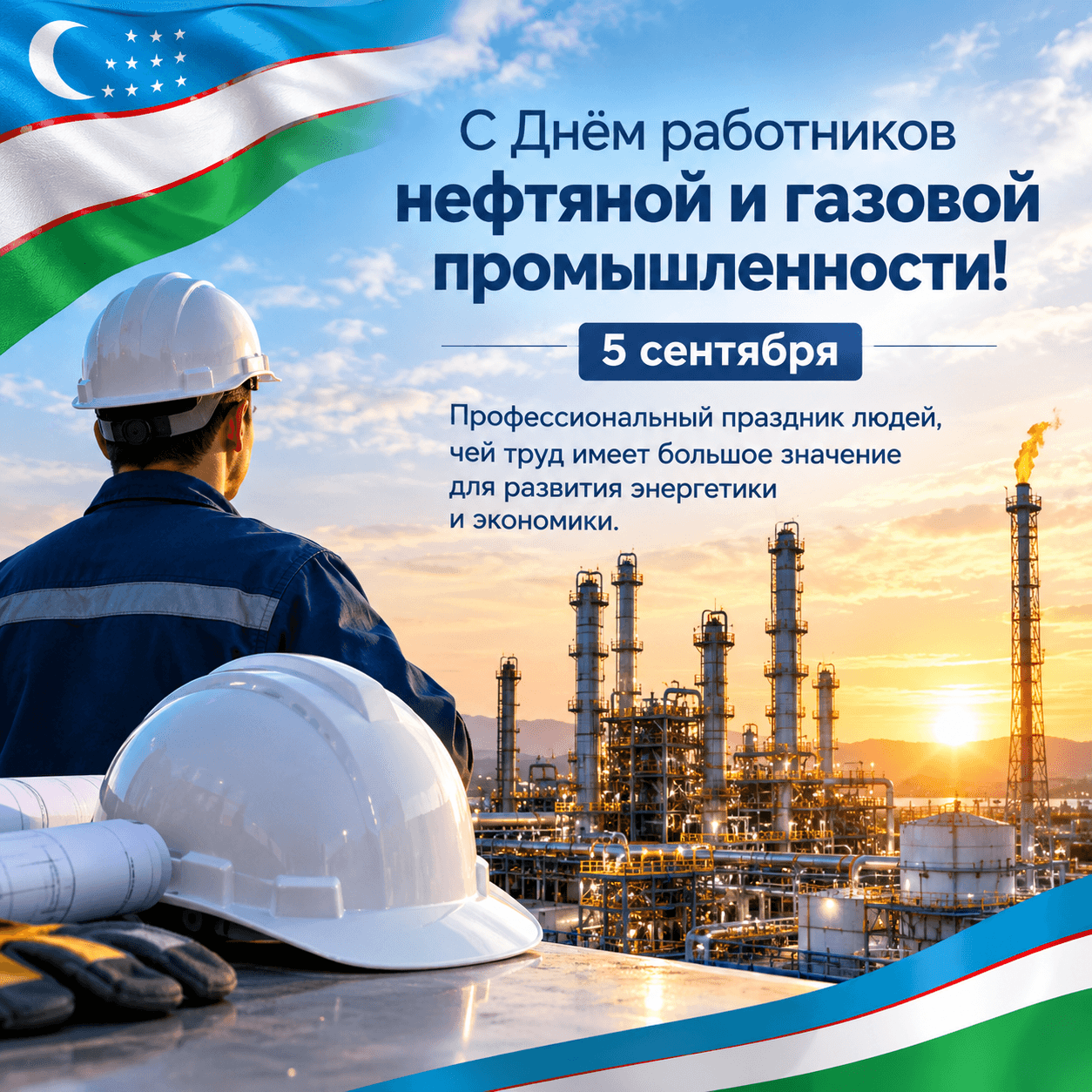 5-sentabr — mehnati energetika va iqtisodiyot rivojida muhim ahamiyatga ega bo‘lgan insonlarning kasb bayramidir.